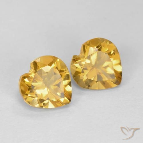 Gemas de Citrino Dorado intenso natural de 1.49 ct, Corazón, VVS