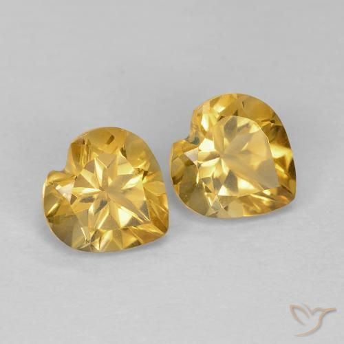 Gemas de Citrino Dorado medio natural de 1.55 ct, Corazón, VVS