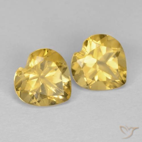 Gemas de Citrino Amarillo dorado natural de 1.43 ct, Corazón, VVS