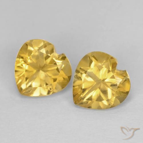 1.49ctw Natural Dorado amarillento Citrino, Corazón, VVS