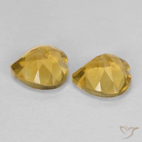 Gemas de Citrino Dorado amarillento natural de 1.49 ct, Corazón, VVS