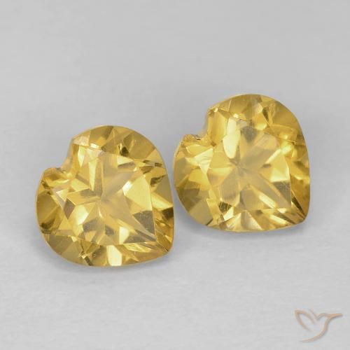 Gemas de Citrino Dorado medio natural de 1.53 ct, Corazón, VVS