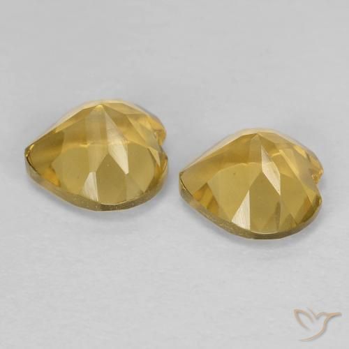 Gemas de Citrino Dorado medio natural de 1.53 ct, Corazón, VVS