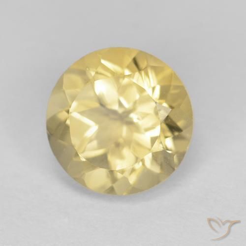 Citrino Amarillo claro natural de 1.33 ct, Redondo, VVS
