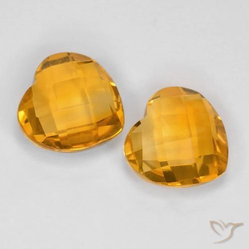 Gemas de Citrino Dorado naranja natural de 3.41 ct, Corazón, VVS