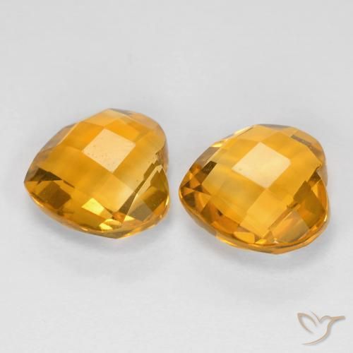 Gemas de Citrino Dorado naranja natural de 3.41 ct, Corazón, VVS