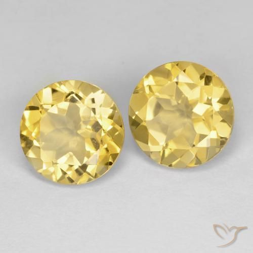 Gemas de Citrino Amarillo dorado natural de 3.72 ct, Redondo, VVS