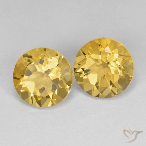 Gemas de Citrino Dorado medio natural de 3.84 ct, Redondo, VVS