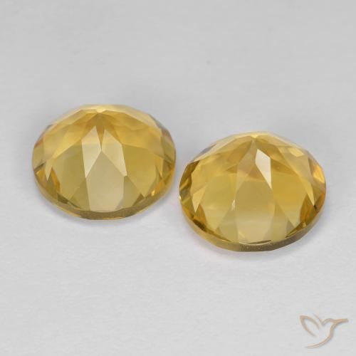 Gemas de Citrino Dorado medio natural de 3.84 ct, Redondo, VVS