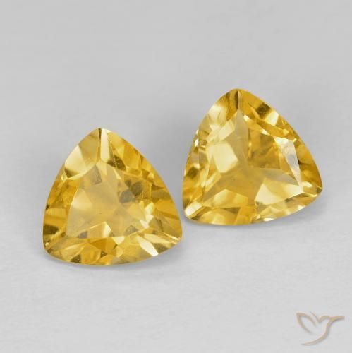 Gemas de Citrino Dorado medio natural de 1.38 ct, Trillón, VVS