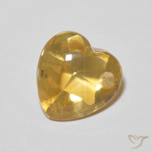 Citrino dorado natural de 2,73 ct, forma de corazón, transparente