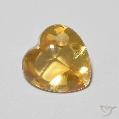 Citrino dorado natural de 2,73 ct, forma de corazón, transparente