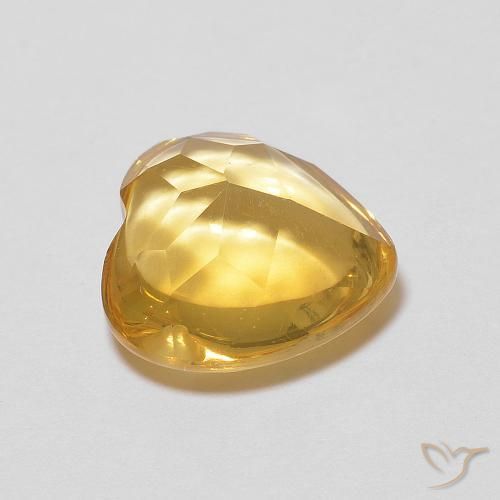 Citrino dorado natural de 2,73 ct, forma de corazón, transparente