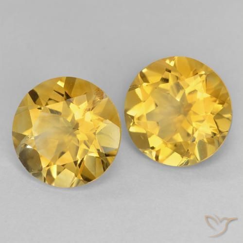 Gemas de Citrino Dorado medio natural de 3.40 ct, Redondo, VS
