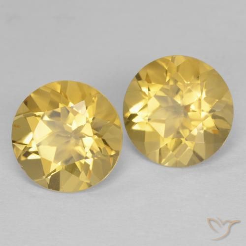 Gemas de Citrino Dorado claro natural de 3.34 ct, Redondo, VVS