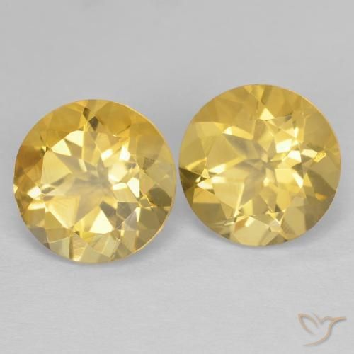 Gemas de Citrino Naranja dorado natural de 3.88 ct, Redondo, VVS