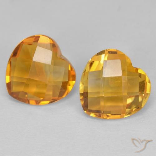 Gemas de Citrino Dorado naranja natural de 3.25 ct, Corazón, VVS