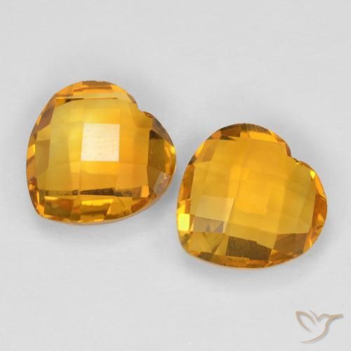 Gemas de Citrino Naranja medio natural de 3.43 ct, Corazón, VVS-VS