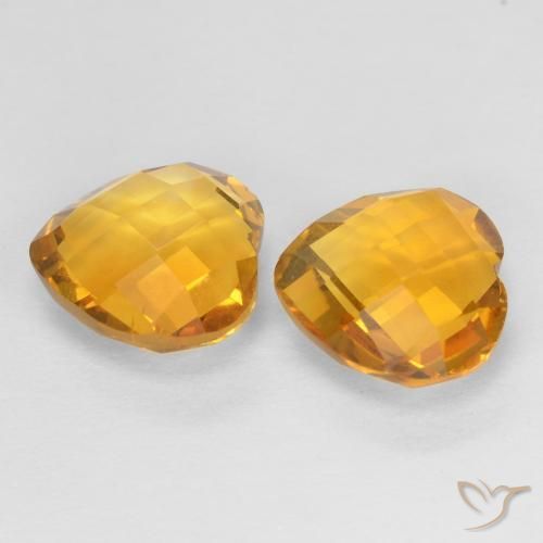 Gemas de Citrino Naranja medio natural de 3.43 ct, Corazón, VVS-VS