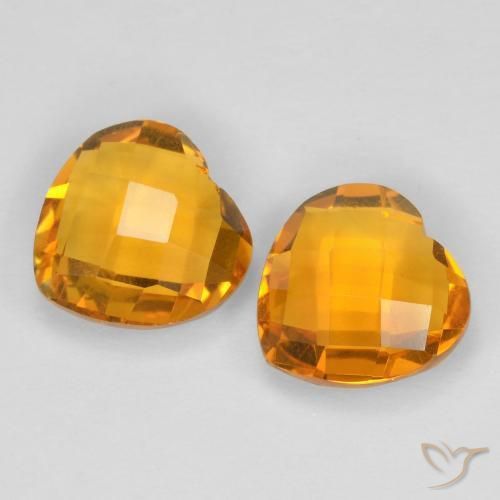 Gemas de Citrino Naranja medio natural de 3.34 ct, Corazón, VVS