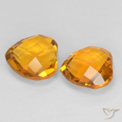 Gemas de Citrino Naranja medio natural de 3.34 ct, Corazón, VVS