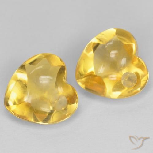 Gemas de Citrino Amarillo-dorado claro natural de 5.73 ct, Corazón, Transparente
