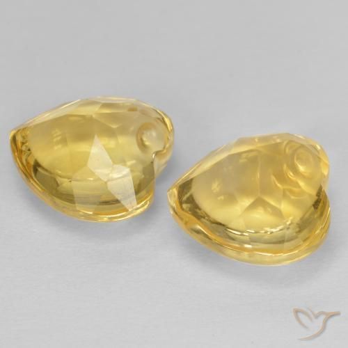 Gemas de Citrino Amarillo-dorado claro natural de 5.73 ct, Corazón, Transparente