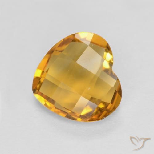 1.57ct Natural Dorado oscuro Citrino, Corazón, VVS-VS