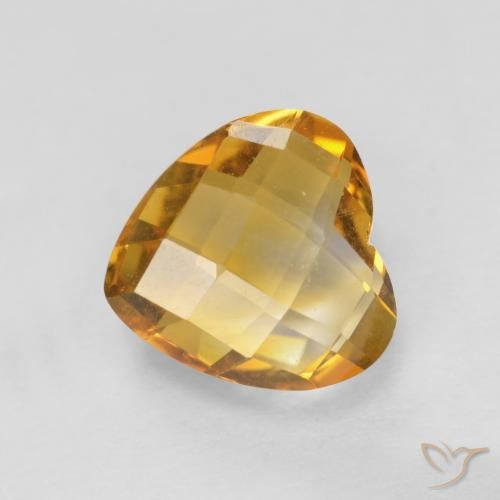 1.65ct Natural Naranja dorado intenso Citrino, Corazón, VVS