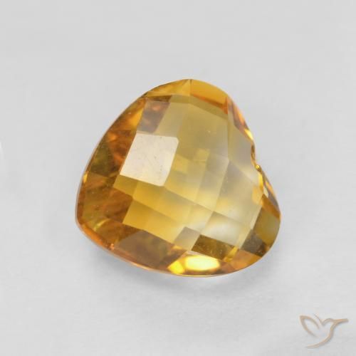 Citrino Naranja dorado intenso natural de 1.65 ct, Corazón, VVS