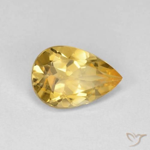 Citrino Dorado medio natural de 1.64 ct, En forma de pera, VVS
