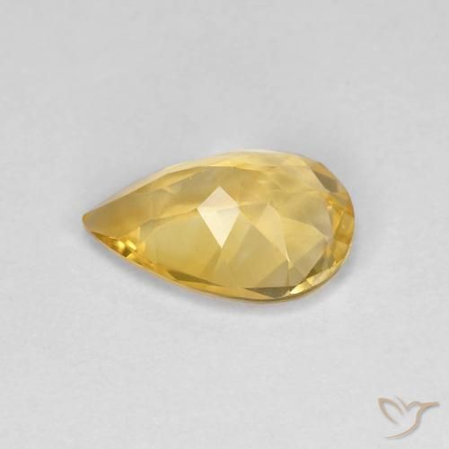 Citrino Dorado medio natural de 1.64 ct, En forma de pera, VVS