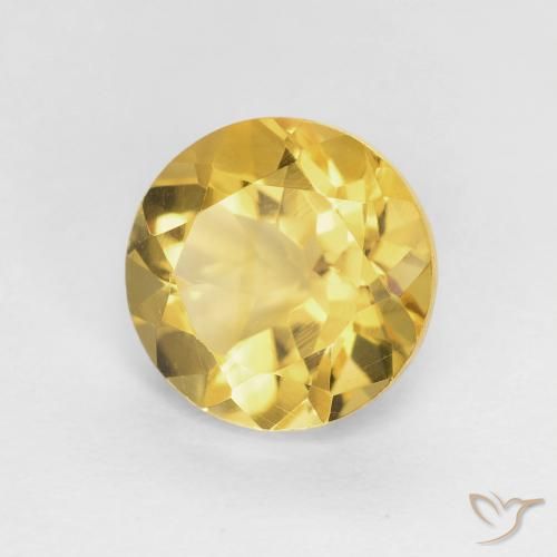 Citrino Amarillo miel natural de 1.95 ct, Redondo, VVS