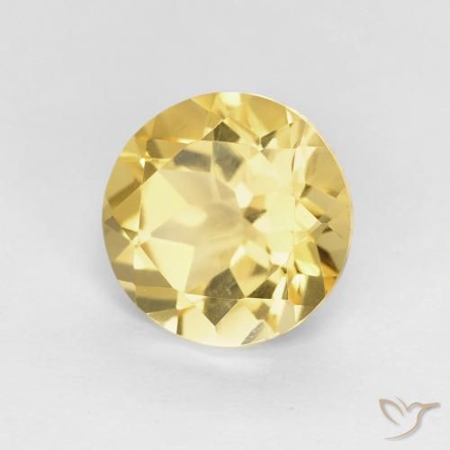 Citrino Amarillo medio natural de 1.77 ct, Redondo, VVS