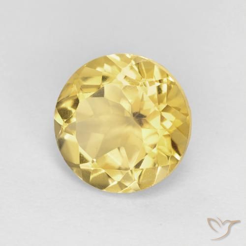 Citrino Amarillo miel natural de 1.91 ct, Redondo, VVS