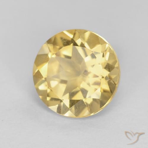Citrino Dorado medio natural de 1.86 ct, Redondo, VVS