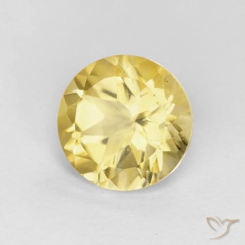 Citrino Dorado amarillento natural de 1.78 ct, Redondo, VVS