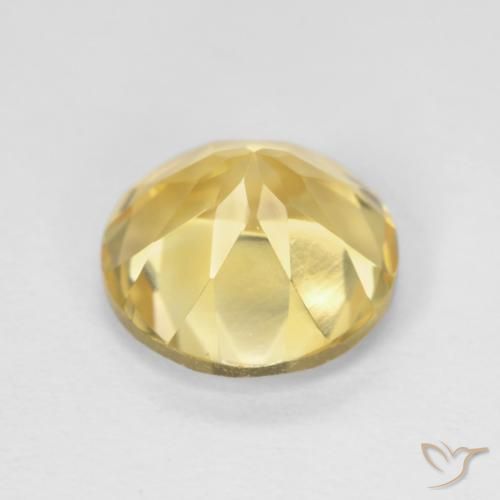 Citrino Amarillo dijón muy claro natural de 1.95 ct, Redondo, VVS