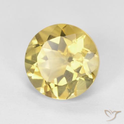Citrino Amarillo terroso natural de 1.94 ct, Redondo, VVS