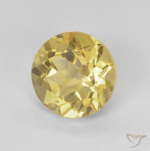 Citrino Marrón-dorado muy claro natural de 1.96 ct, Redondo, VVS