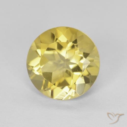 Citrino Amarillo dorado natural de 1.86 ct, Redondo, VVS