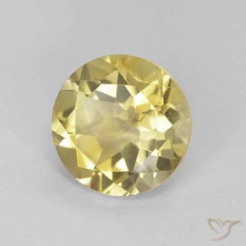 Citrino Dorado amarillento natural de 1.75 ct, Redondo, VVS