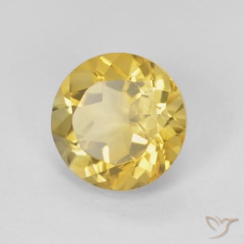Citrino Amarillo mostaza natural de 1.89 ct, Redondo, VVS