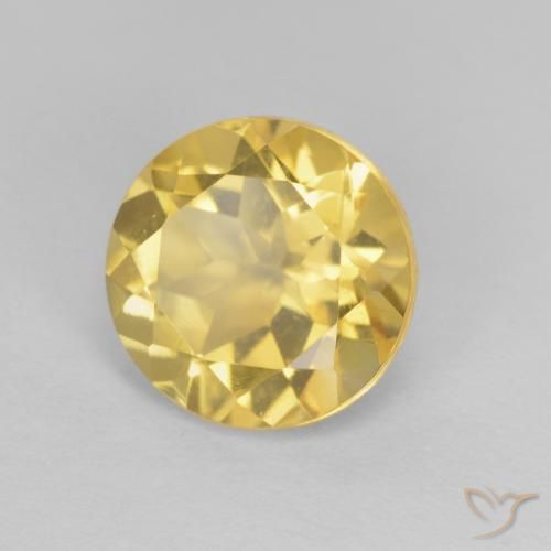Citrino Amarillo claro natural de 2.00 ct, Redondo, VVS