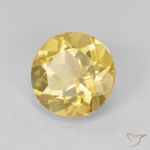 Citrino Dorado amarillento natural de 1.96 ct, Redondo, VVS