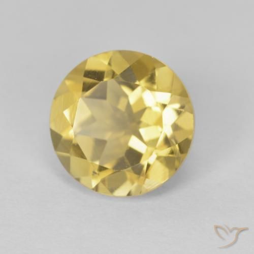 Citrino Amarillo dijón natural de 1.97 ct, Redondo, VVS