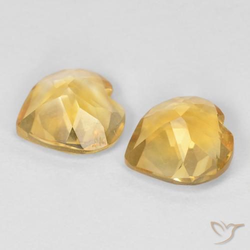 Gemas de Citrino Amarillo claro natural de 1.21 ct, Corazón, VVS