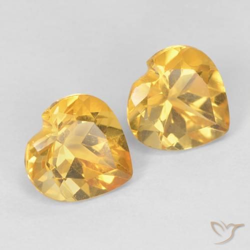 Gemas de Citrino Medium Dark-Golden natural de 1.46 ct, Corazón, VVS