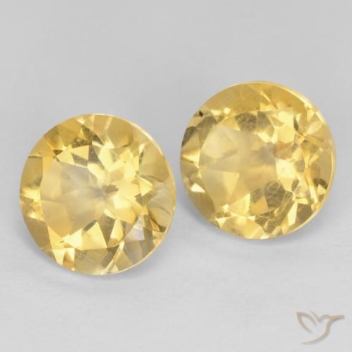 Gemas de Citrino Dorado amarillento natural de 3.52 ct, Redondo, VVS