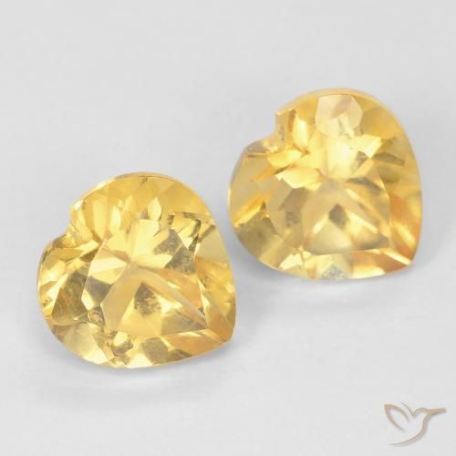 Gemas de Citrino Dorado amarillento natural de 1.59 ct, Corazón, VVS-VS